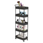 Rectangular Open Bookcase Modern Metal Bookshelf with Casters