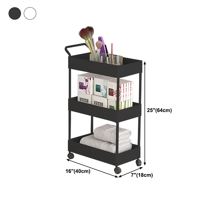 Rectangular Open Bookcase Modern Metal Bookshelf with Casters