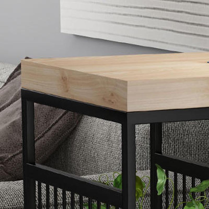 Vaste houten bovenbalktafel industriële balktafel met ijzeren voetstuk