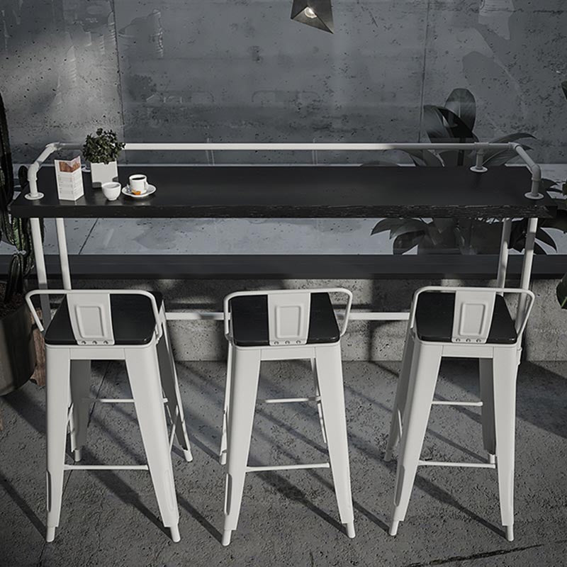 Industrial Rectangle Wood Bar Table 42-inch Height Water Pipe Pedestal Bistro Table 70.9"L x 17.7"W x 41.3"H Without Chairs Clearhalo 'Bar Furniture' 'Bar Tables' 'bar_tables' 'furn' 'furn_bar_tables' 'Furniture' 'Kitchen & Dining Furniture' 5147762