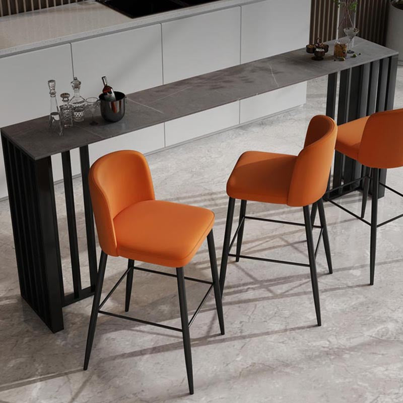 Industrial Style Rectangle Stone Bar Table 42-inch Height Steel Pedestal Bistro Table