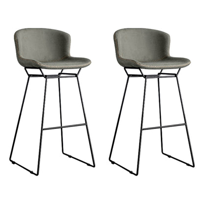 Sgabello da spogenico di ferro industriale con sgabello alto da interno con sedile in pelle finta