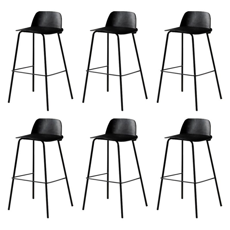 Modern Backrest Armless Counter Stool Iron Bar Stool with Plastic Cushion
