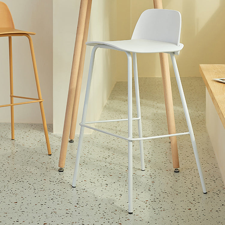 Modern Backrest Armless Counter Stool Iron Bar Stool with Plastic Cushion