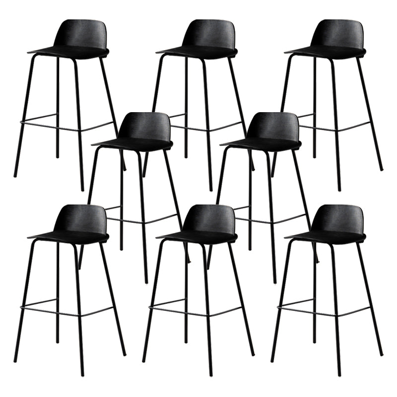 Modern Backrest Armless Counter Stool Iron Bar Stool with Plastic Cushion