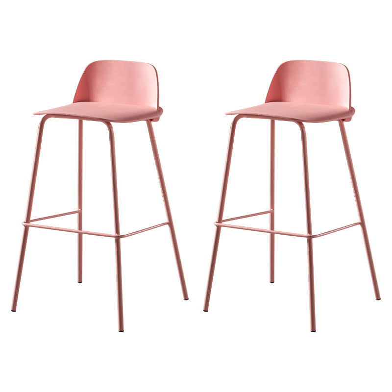 Modern Backrest Armless Counter Stool Iron Bar Stool with Plastic Cushion