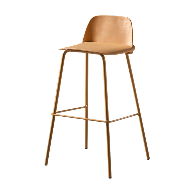 Modern Backrest Armless Counter Stool Iron Bar Stool with Plastic Cushion