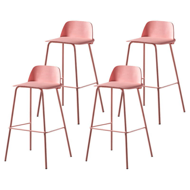 Modern Backrest Armless Counter Stool Iron Bar Stool with Plastic Cushion