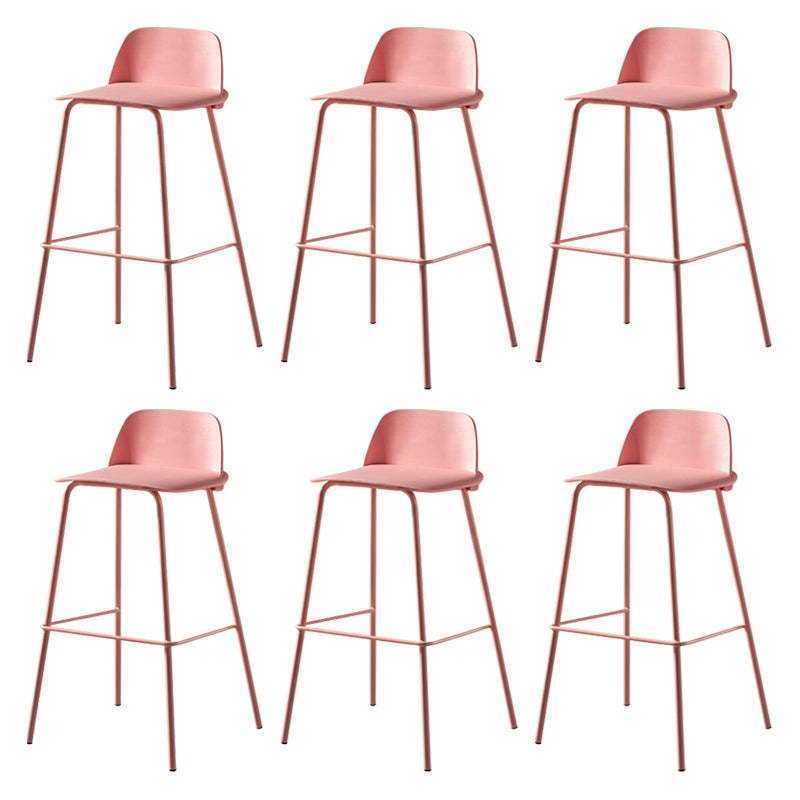 Modern Backrest Armless Counter Stool Iron Bar Stool with Plastic Cushion