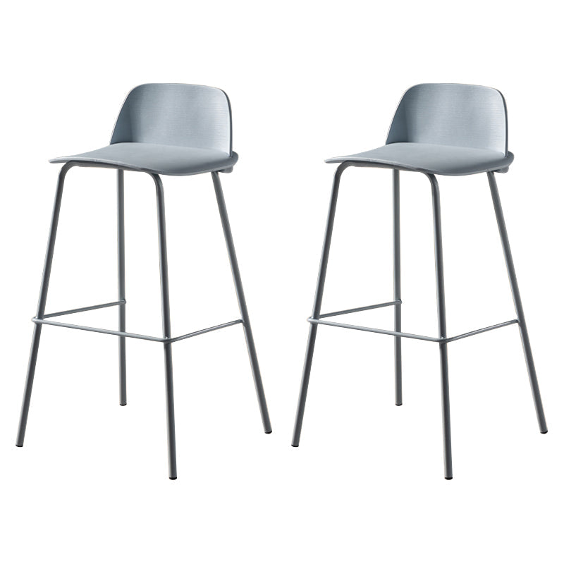 Modern Backrest Armless Counter Stool Iron Bar Stool with Plastic Cushion