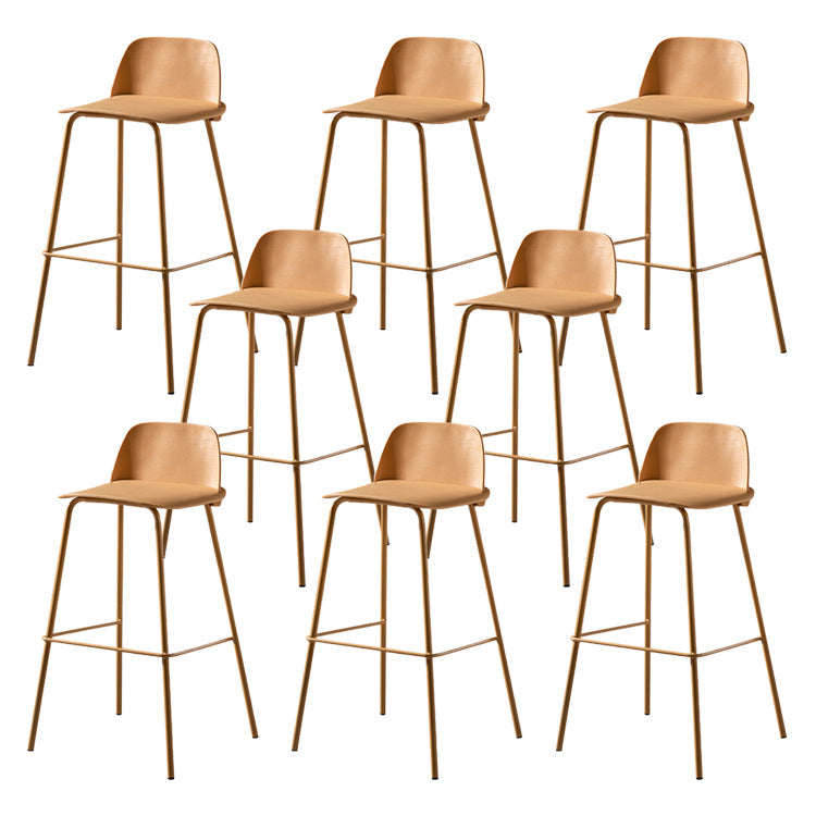 Modern Backrest Armless Counter Stool Iron Bar Stool with Plastic Cushion