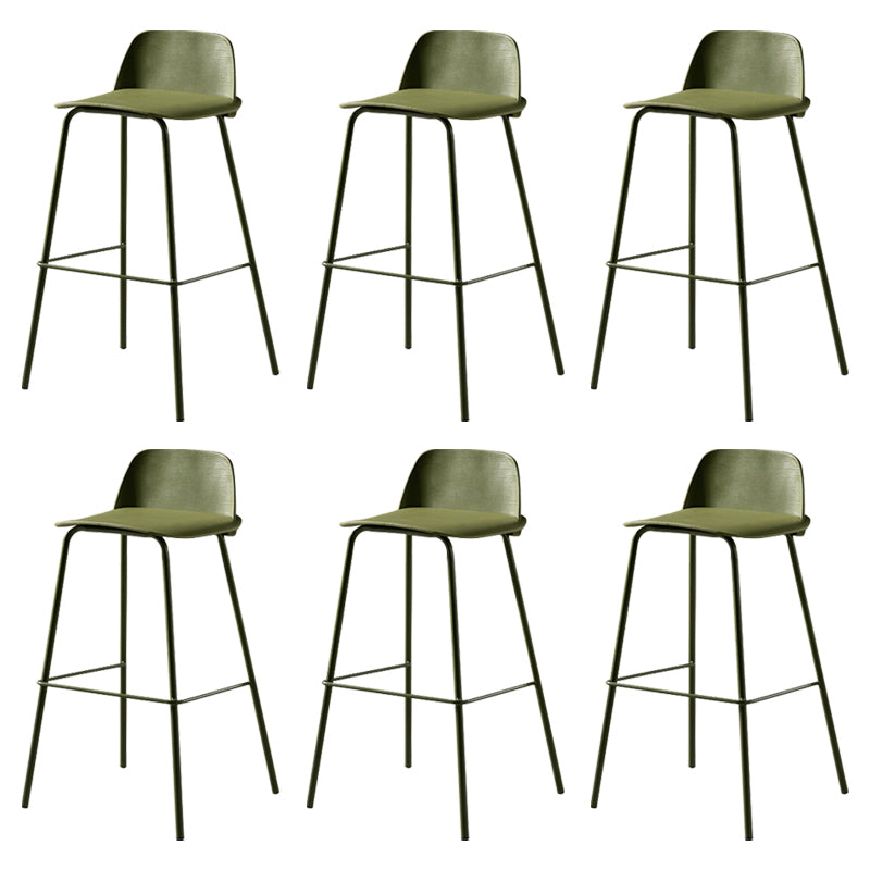 Modern Backrest Armless Counter Stool Iron Bar Stool with Plastic Cushion
