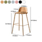 Modern Backrest Armless Counter Stool Iron Bar Stool with Plastic Cushion