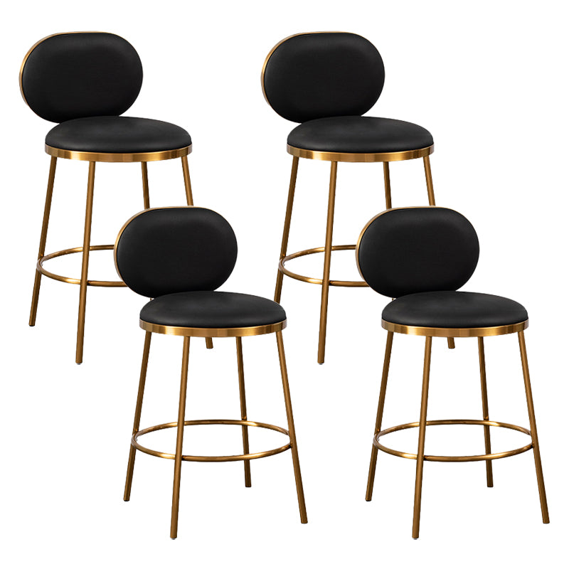 Nordic Glam Bar-stool PU Leather Counter Bar Stool with Metal Legs
