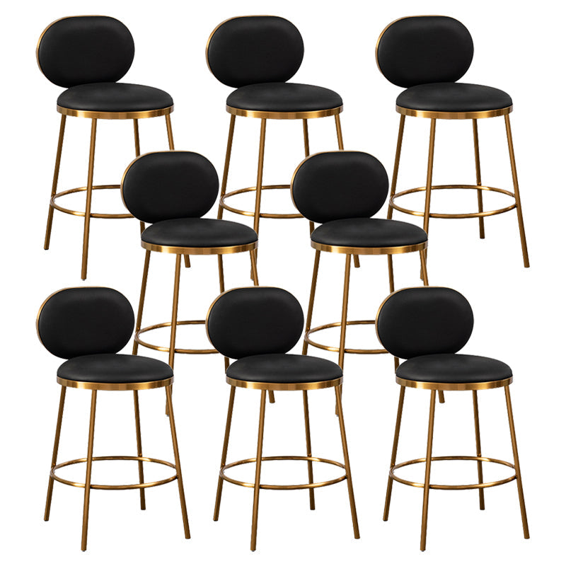 Nordic Glam Bar-stool PU Leather Counter Bar Stool with Metal Legs