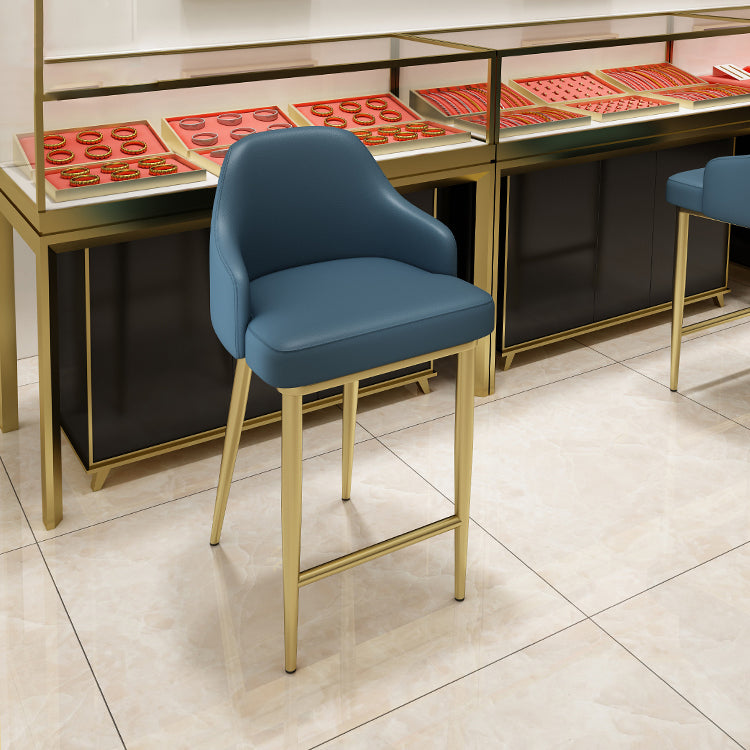 Nordic Glam Bar-stool PU Leather Counter Bar Stool with Metal Legs