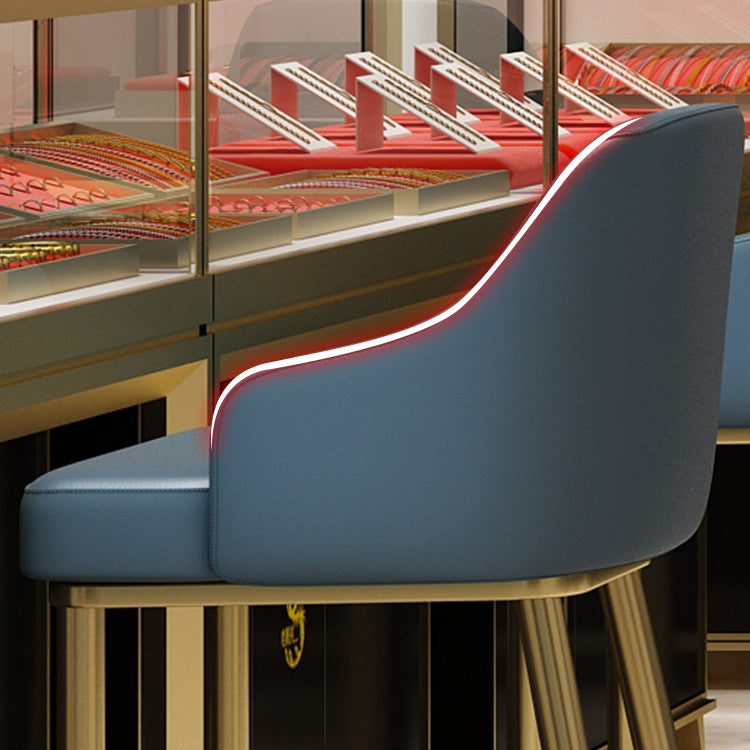 Nordic Glam Bar-stool PU Leather Counter Bar Stool with Metal Legs