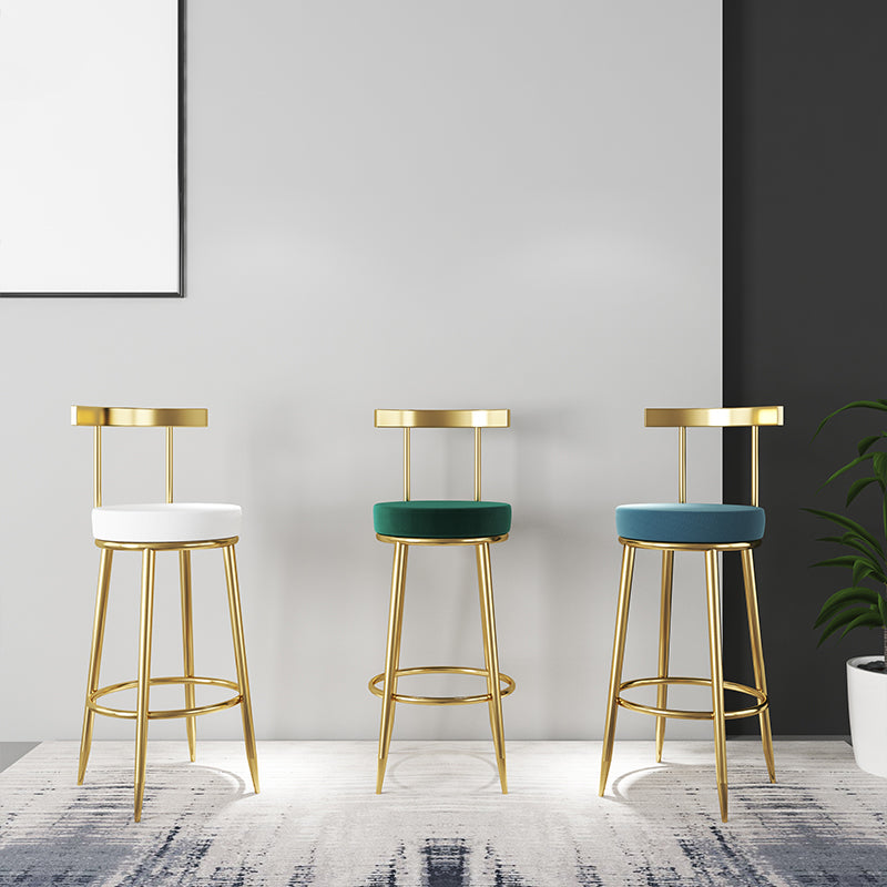 Nordic Glam Bar Stool Round Counter Bar-Stool with Metal Legs Clearhalo 'Bar Furniture' 'Bar Stools' 'bar_stools' 'furn' 'furn_bar_stools' 'Furniture' 'furniture_bar_stools' 'Kitchen & Dining Furniture' 5148019