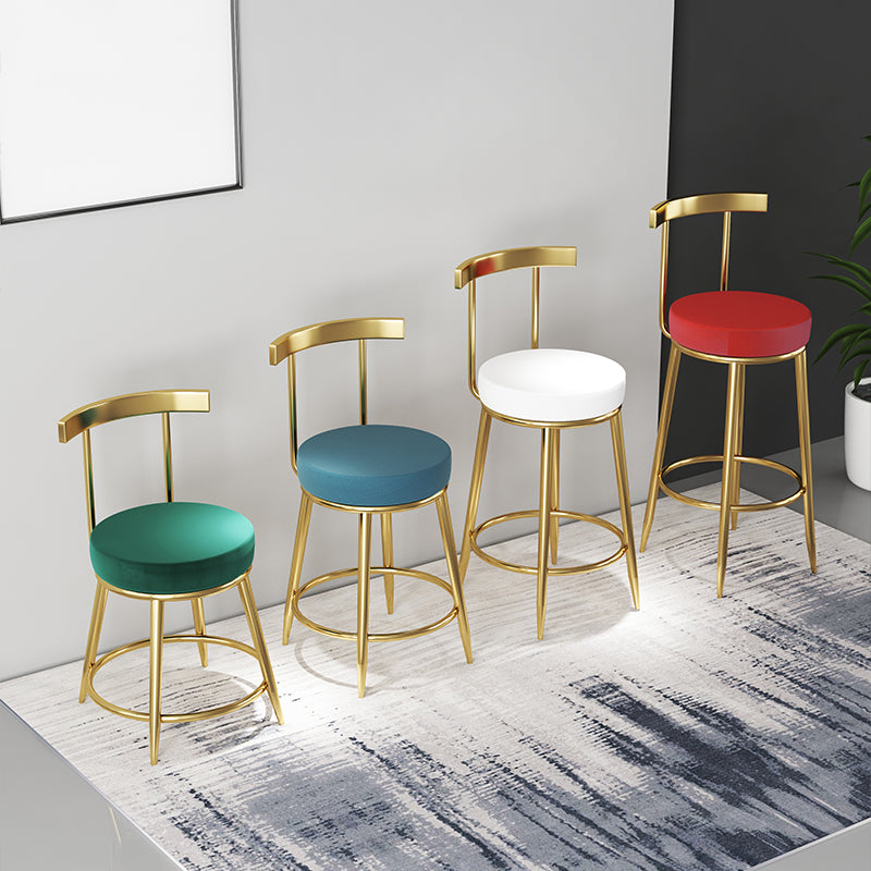 Nordic Glam Bar Stool Round Counter Bar-Stool with Metal Legs Clearhalo 'Bar Furniture' 'Bar Stools' 'bar_stools' 'furn' 'furn_bar_stools' 'Furniture' 'furniture_bar_stools' 'Kitchen & Dining Furniture' 5148021