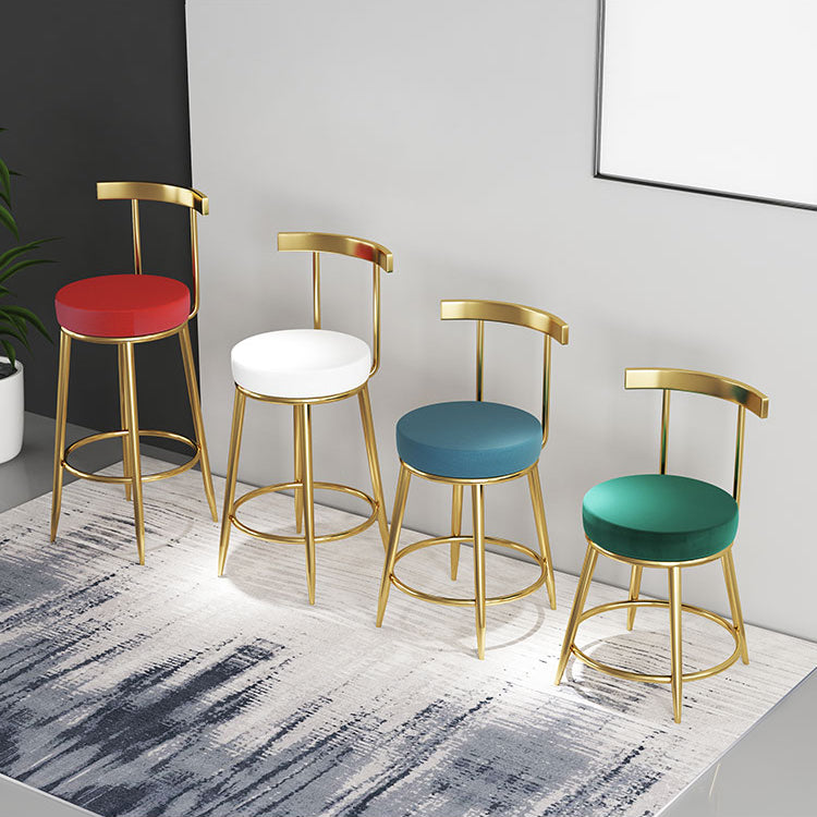 Nordic Glam Bar Stool Round Counter Bar-Stool with Metal Legs Clearhalo 'Bar Furniture' 'Bar Stools' 'bar_stools' 'furn' 'furn_bar_stools' 'Furniture' 'furniture_bar_stools' 'Kitchen & Dining Furniture' 5148033