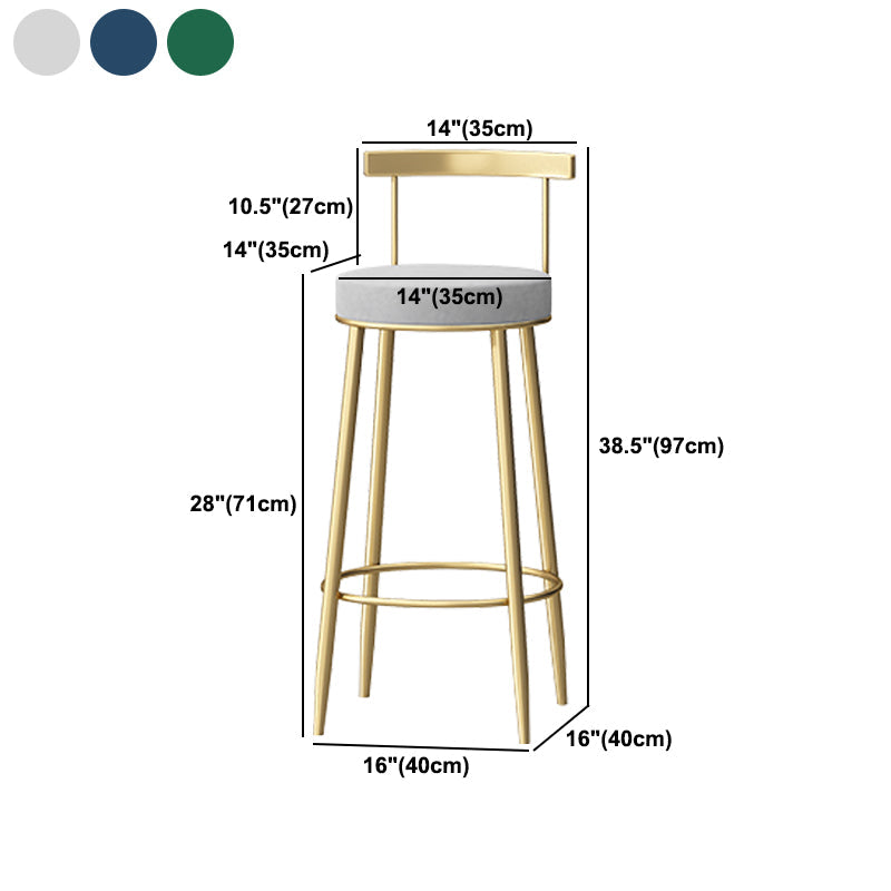 Nordic Glam Style Bar Stool Round Counter Bar Stool with Metal Legs Clearhalo 'Bar Furniture' 'Bar Stools' 'bar_stools' 'furn' 'furn_bar_stools' 'Furniture' 'furniture_bar_stools' 'Kitchen & Dining Furniture' 5148083