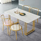 Glam Rectangle Dining Table Set 1/4/5/7 Pieces Dinette Set with White Stone Top