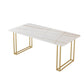 Glam Rectangle Dining Table Set 1/4/5/7 Pieces Dinette Set with White Stone Top