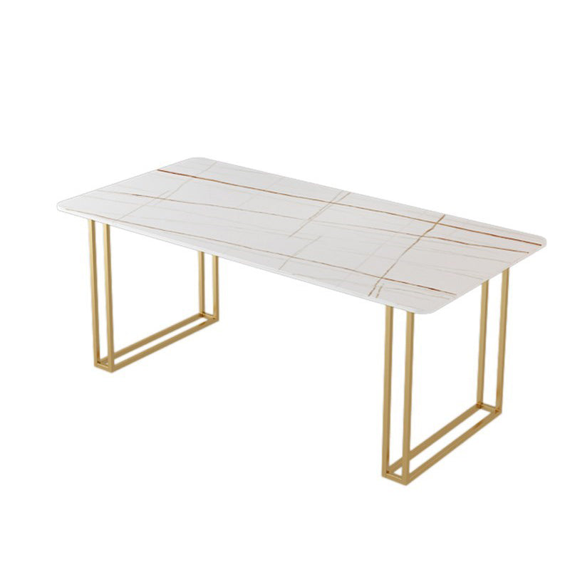 Glam Rectangle Dining Table Set 1/4/5/7 Pieces Dinette Set with White Stone Top