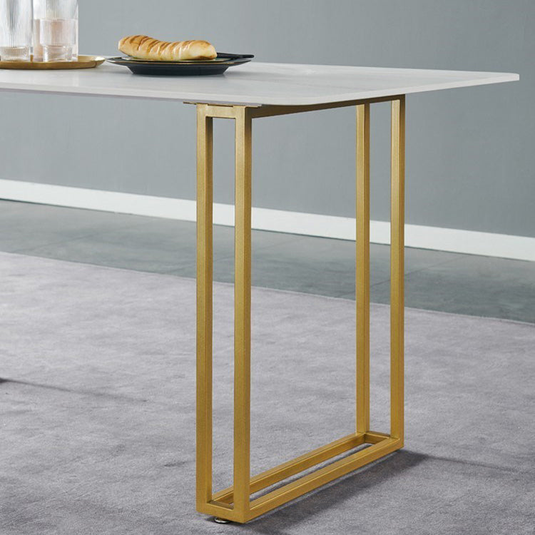 Glam Rectangle Dining Table Set 1/4/5/7 Pieces Dinette Set with White Stone Top