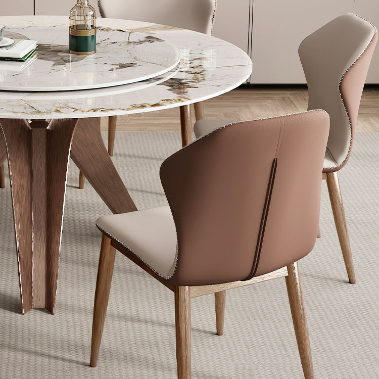 モダンラウンドダイネットセット1/4/7/9ピースターンテーブル付きの焼結された石のダイニングテーブルセット