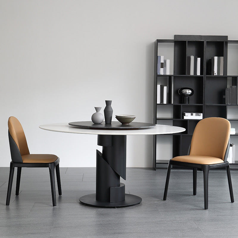 Set di dinette in pietra sinterizzato moderno 1/3/4/5/7 pezzi tavolo da pranzo rotondo con giradischi