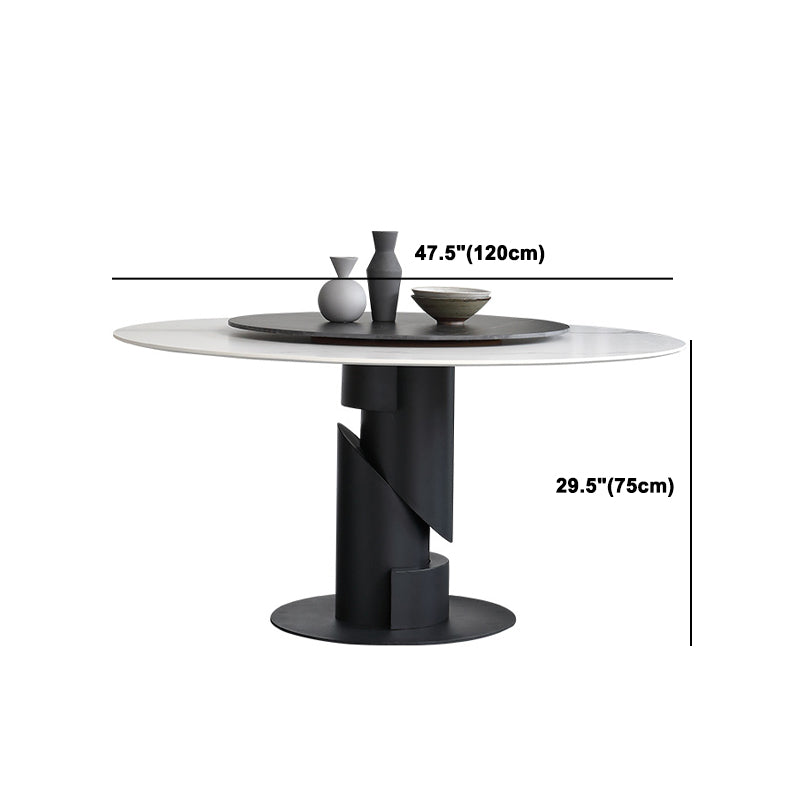 Set di dinette in pietra sinterizzato moderno 1/3/4/5/7 pezzi tavolo da pranzo rotondo con giradischi