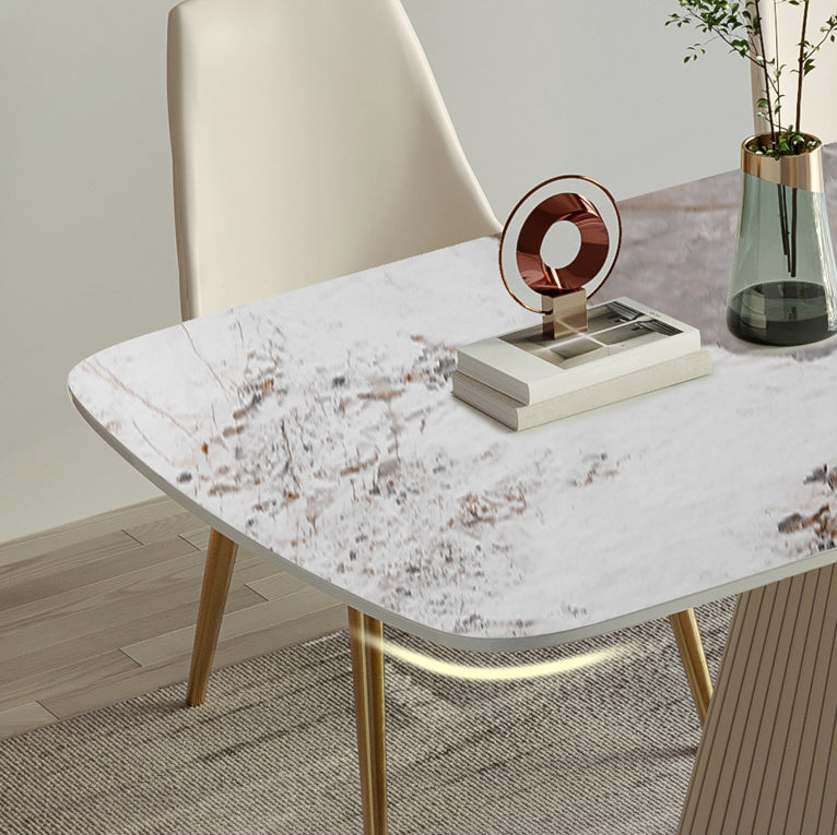 北欧焼結の石トップダイニングセット長方形1/4/5/6/7ピースダイニングルームテーブルセット