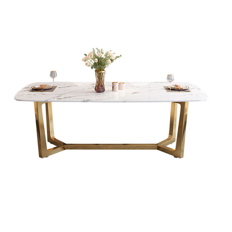 Moderne marmeren bovenste dinerset rechthoek 1/2/5/6/7 stukken eetkamer tafel set