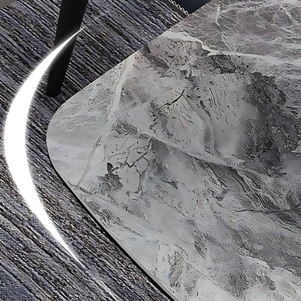 Rectangle Industrial Dining Table Grey Fixed Table with Sintered Stone ...