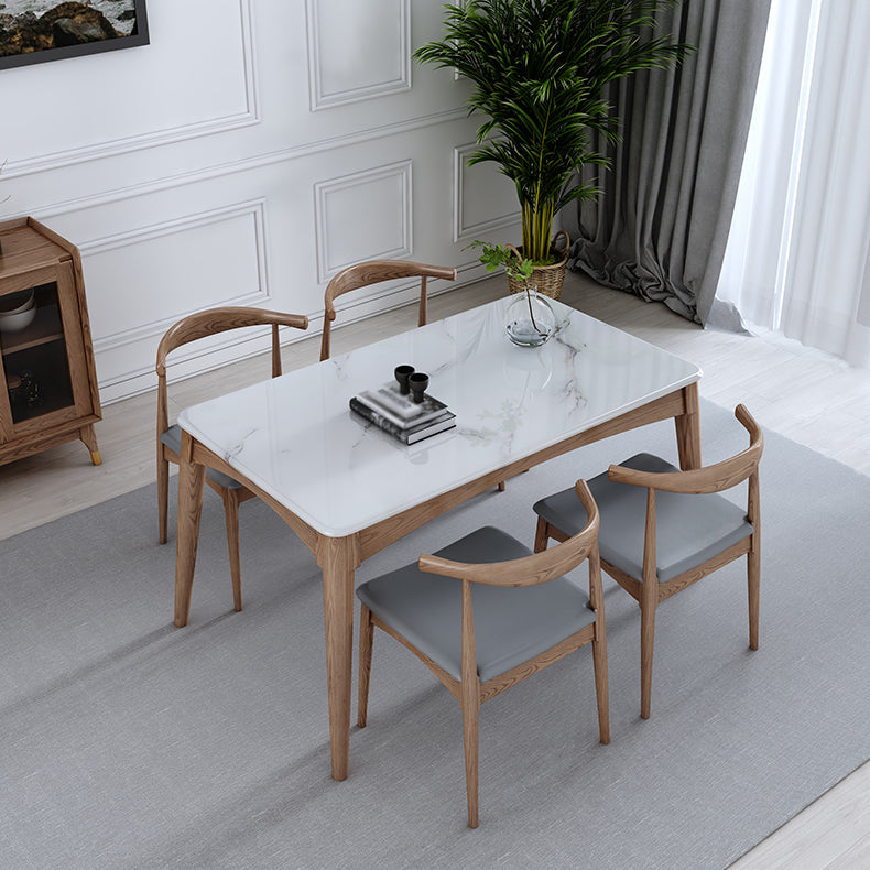 Midcentury Style Dining Room Collection Marble 4 Legs Dining Site Table 51.2"L x 31.5"W x 29.5"H Without Chairs Clearhalo 'Dining Tables & Seating' 'Dining Tables' 'dining_table' 'furn' 'furn_dining_table' 'Furniture' 'Kitchen & Dining Furniture' 5148316