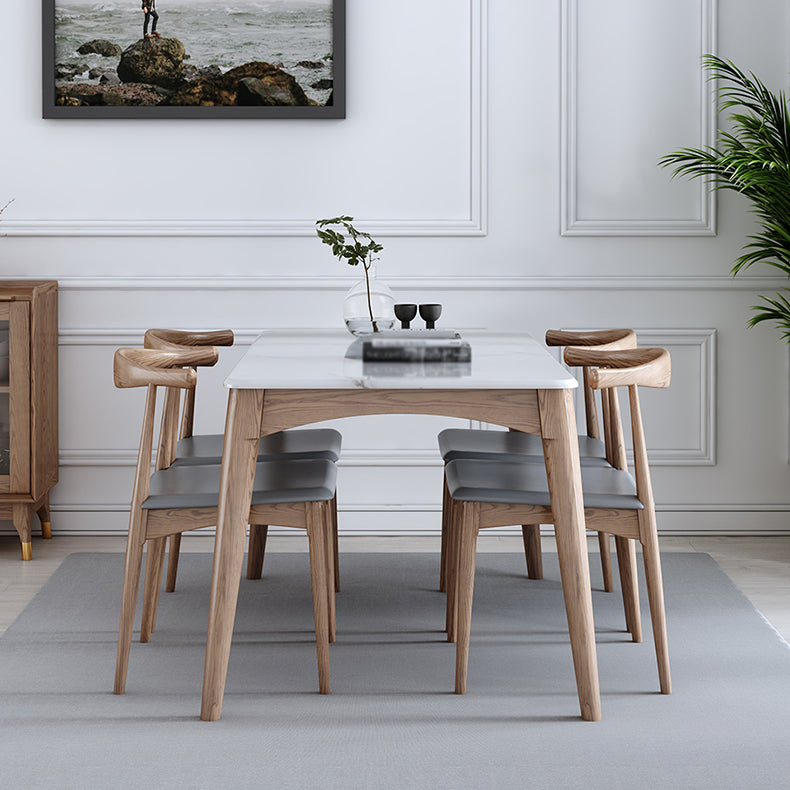 Midcentury Style Dining Room Collection Marble 4 Legs Dining Site Table 47.2"L x 27.6"W x 29.5"H Without Chairs Clearhalo 'Dining Tables & Seating' 'Dining Tables' 'dining_table' 'furn' 'furn_dining_table' 'Furniture' 'Kitchen & Dining Furniture' 5148317