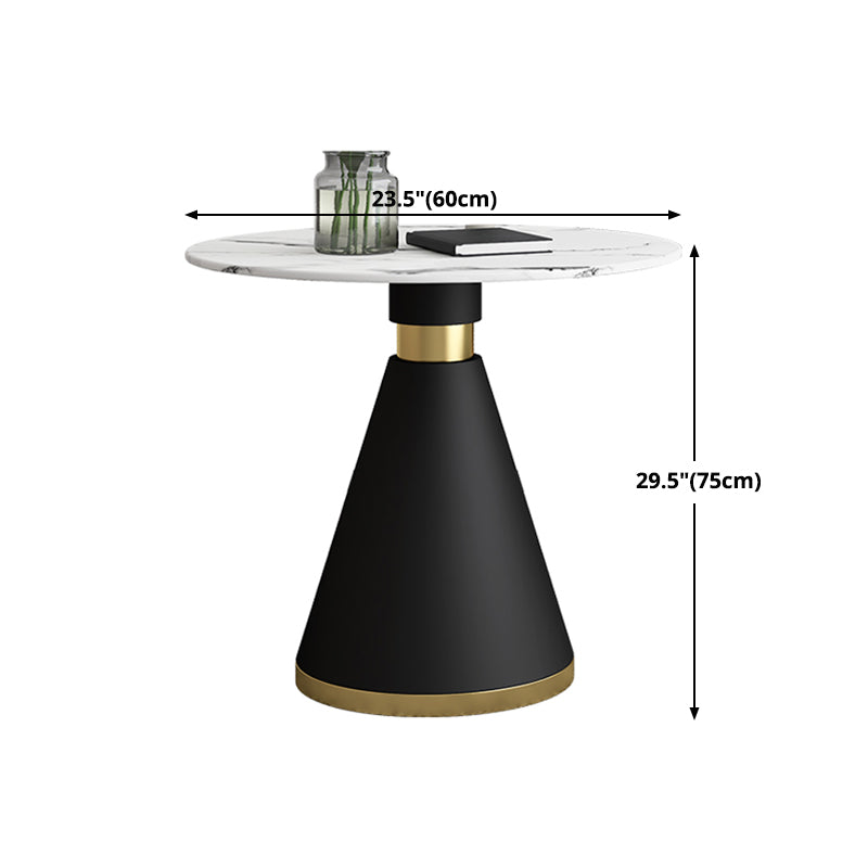 Tavolo da pranzo rotondo contemporaneo in metallo tavolo in pietra sinterizzata con base piedistallo