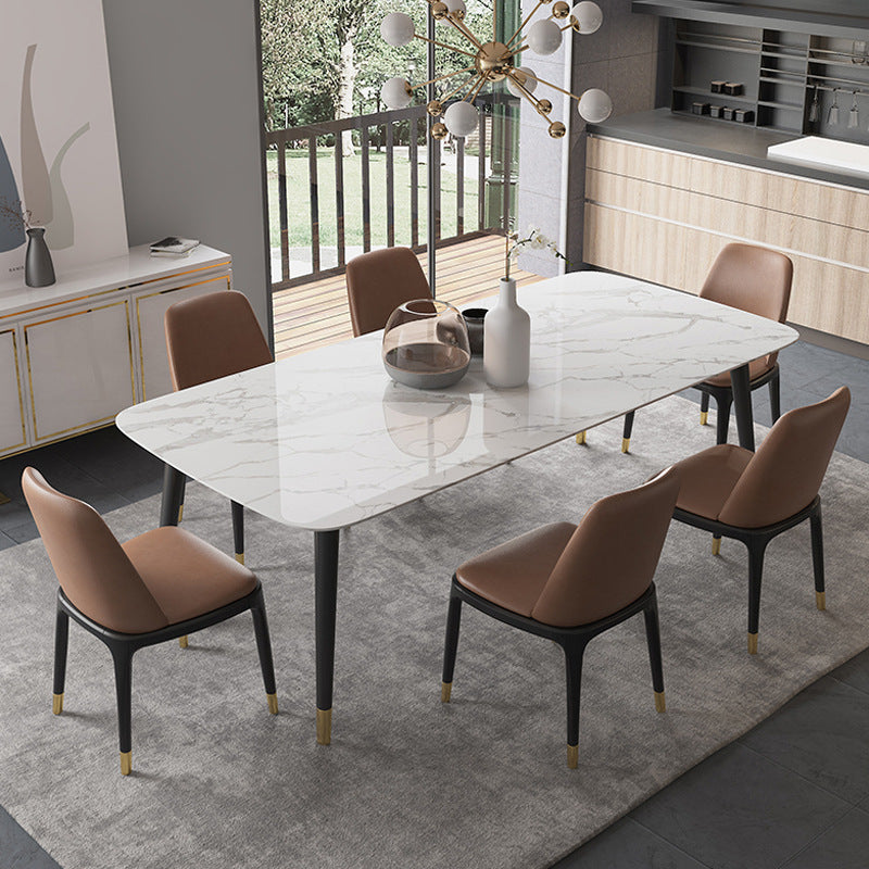 Moderne eettafel witte steen en marmeren eettafel voetstuktafel sleeën
