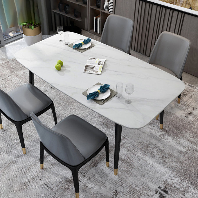 Moderne eettafel witte steen en marmeren eettafel voetstuktafel sleeën