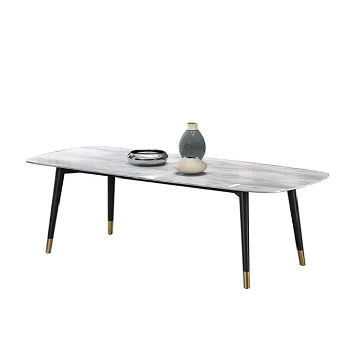 Moderne eettafel witte steen en marmeren eettafel voetstuktafel sleeën