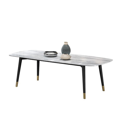 Moderne eettafel witte steen en marmeren eettafel voetstuktafel sleeën
