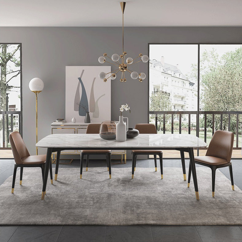 Moderne eettafel witte steen en marmeren eettafel voetstuktafel sleeën