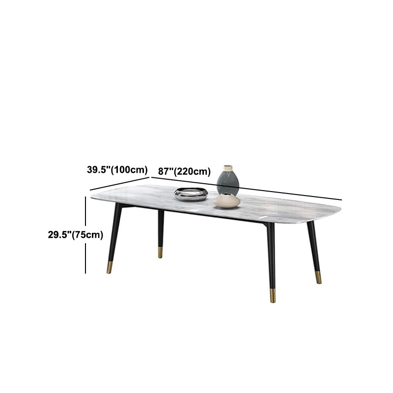 Moderne eettafel witte steen en marmeren eettafel voetstuktafel sleeën