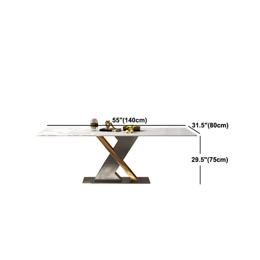 Mesa de comedor de pedestal de estilo moderno Mesa de rectángulo de piedra sinterizada