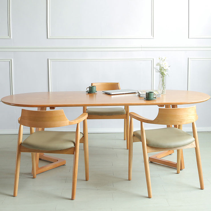 Mesa de comedor de madera sólida Mesa de cena ovalada contemporánea para la cena de cocina en casa