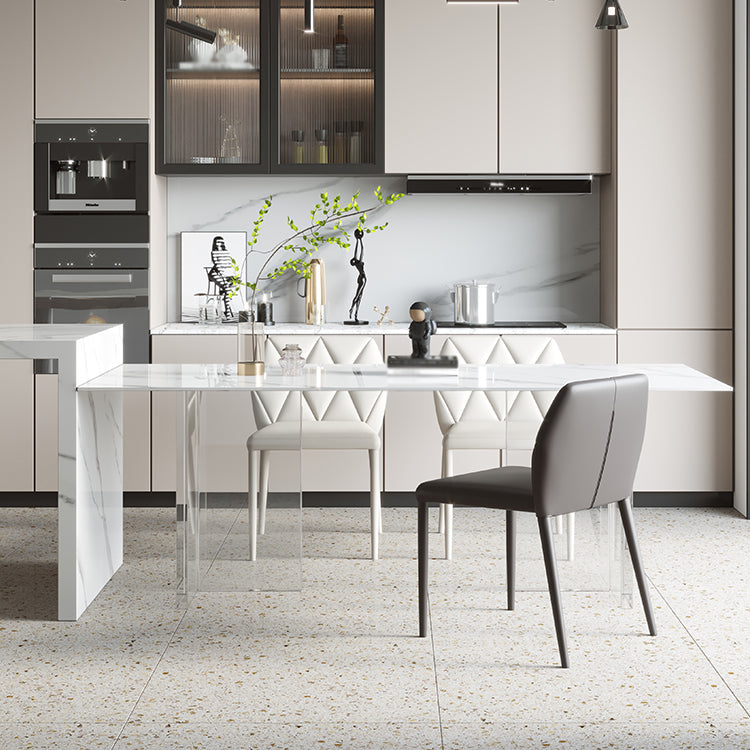 Moderner Stil Esstisch Sinterstein Rechtecktisch mit Acrylbasis