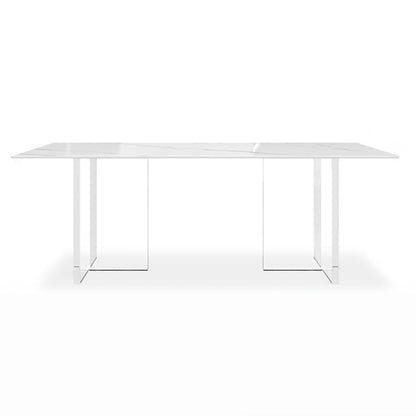 Moderner Stil Esstisch Sinterstein Rechtecktisch mit Acrylbasis