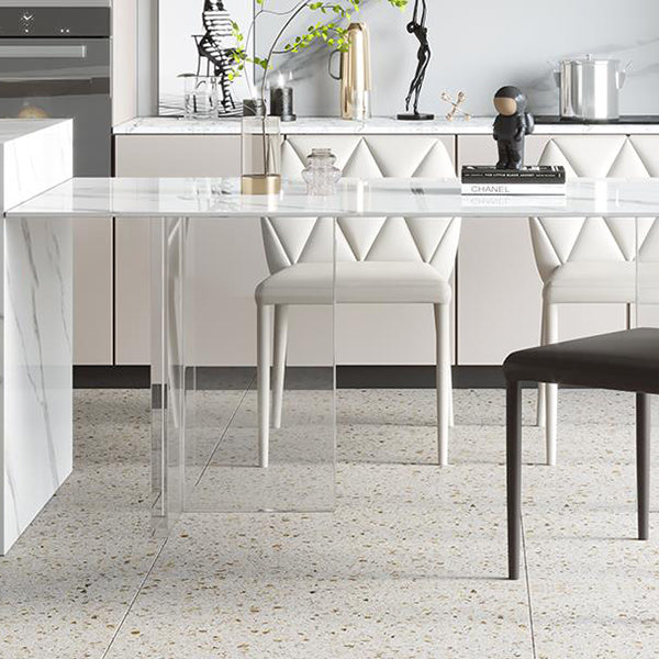 Moderner Stil Esstisch Sinterstein Rechtecktisch mit Acrylbasis