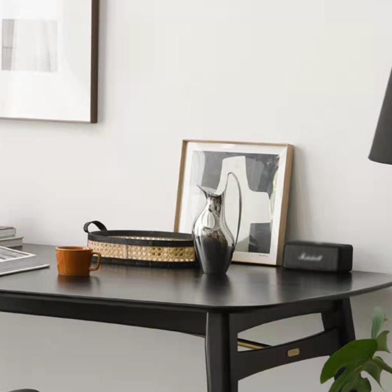 Moderna colección de comedores negros Base de trípode Mesa de comedor de madera maciza